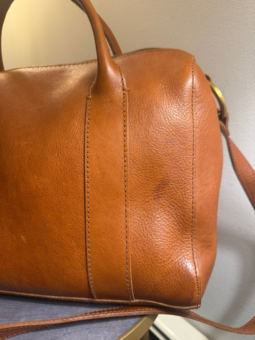 Madewell The Prague satchel crossbody in a cognac brown leather. - Picture 3 of 16